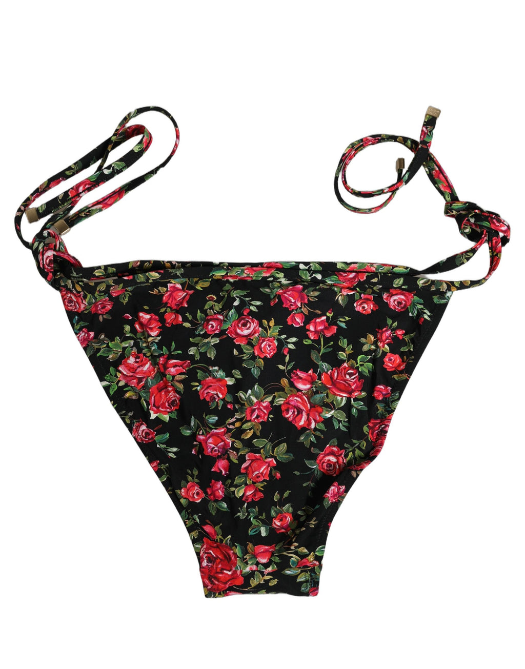 Dolce & Gabbana Schwarzer Bikini-Slip mit Blumenprint aus Nylon