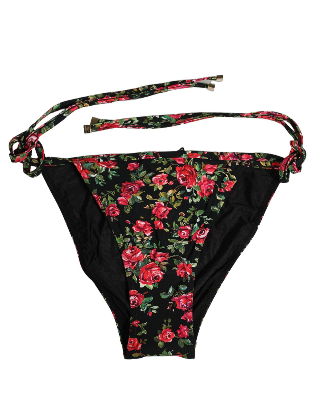 Dolce & Gabbana Schwarzer Bikini-Slip mit Blumenprint aus Nylon