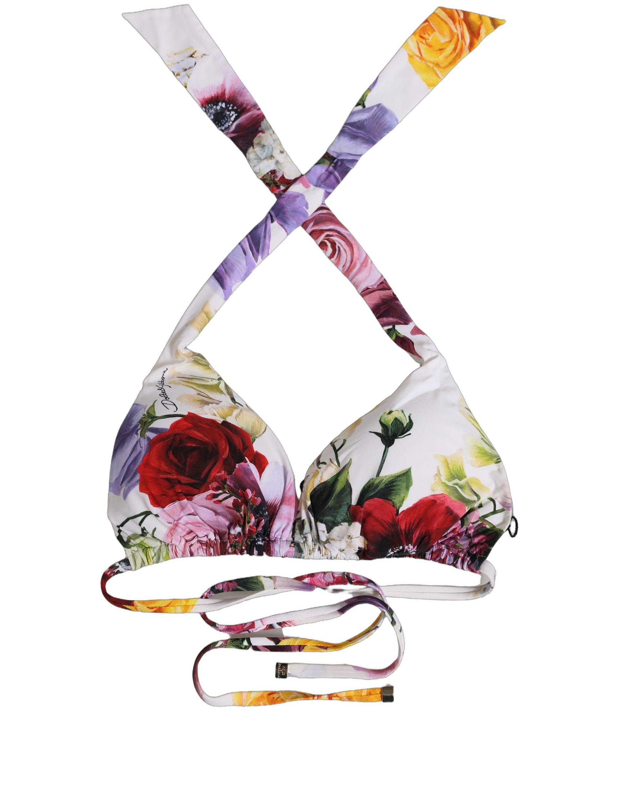Dolce & Gabbana Weißer Bikini-Oberteil mit Blumenprint