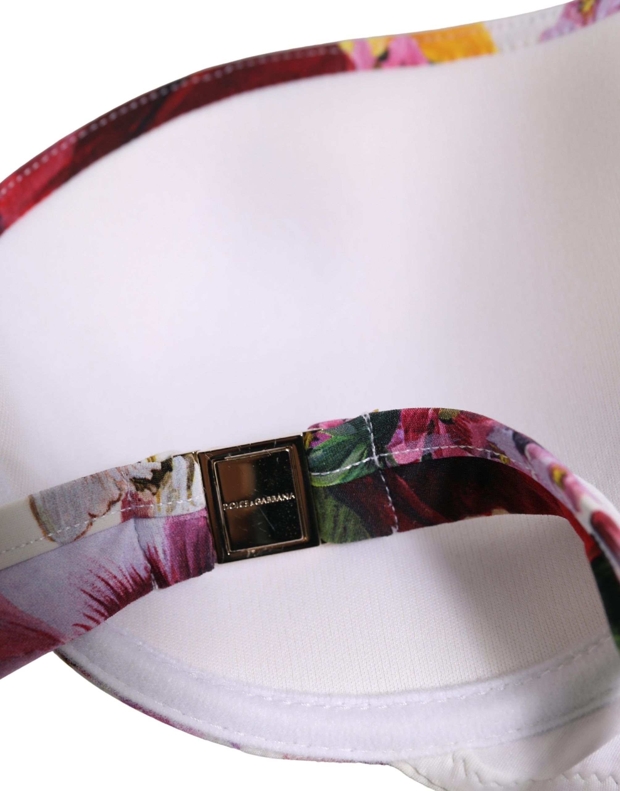 Dolce & Gabbana Weißer Bikini-Oberteil mit Blumenprint aus Nylon