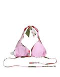 Dolce & Gabbana Pink Floral Print Triangle Bikini-Oberteil