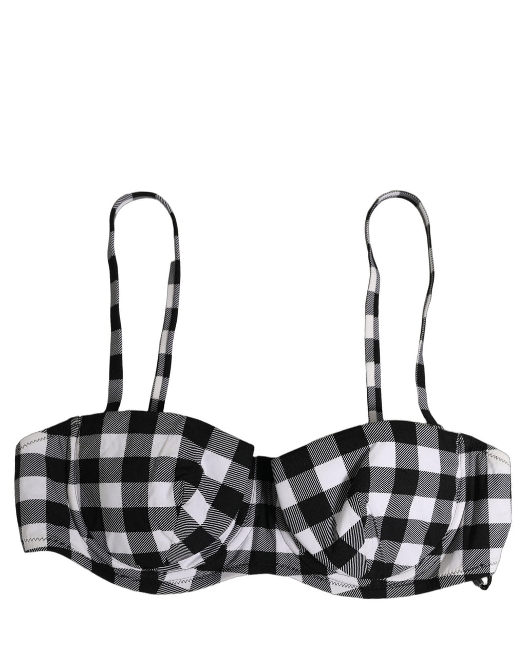 Dolce & Gabbana Schwarz-weißer Vichy-Karo-Bikini-Top für Damen