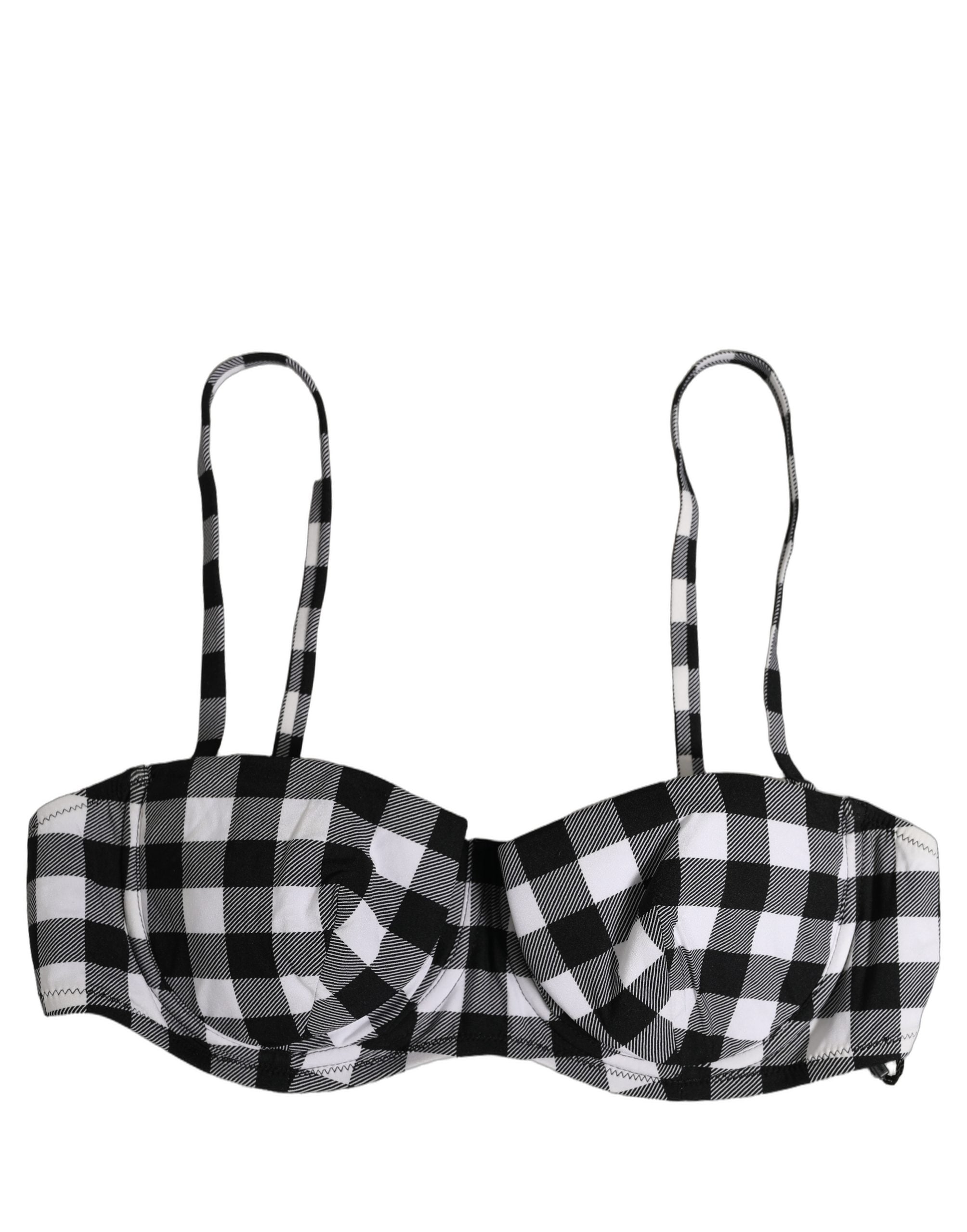 Dolce & Gabbana Schwarz-weißer Vichy-Karo-Bikini-Top für Damen