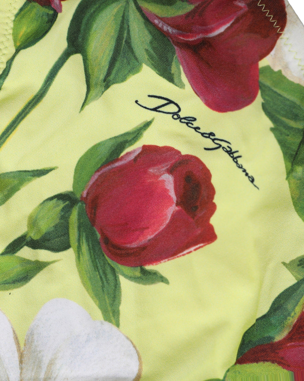 Dolce & Gabbana Bikinihose mit gelbem Blumenprint aus Nylon