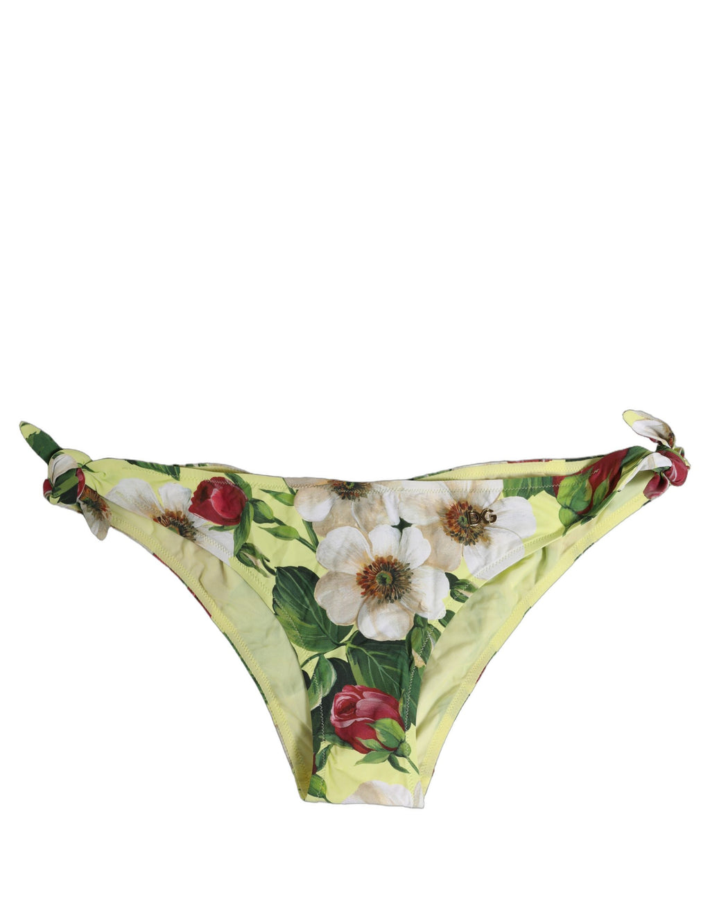 Dolce & Gabbana Bikinihose mit gelbem Blumenprint aus Nylon