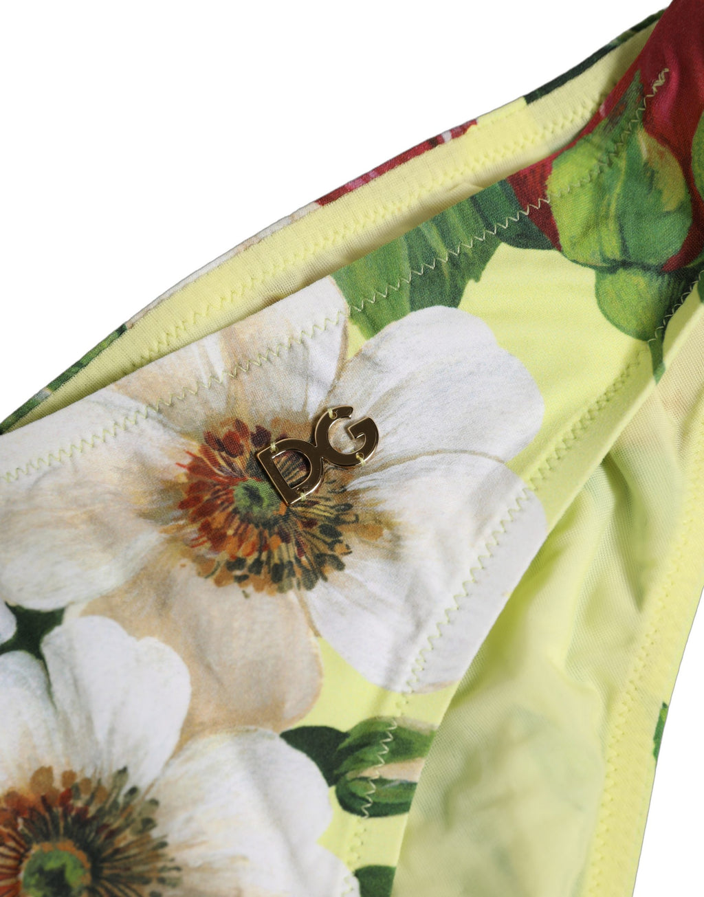 Dolce & Gabbana Bikinihose mit gelbem Blumenprint aus Nylon