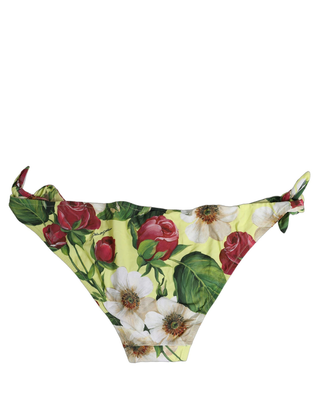 Dolce & Gabbana Bikinihose mit gelbem Blumenprint aus Nylon