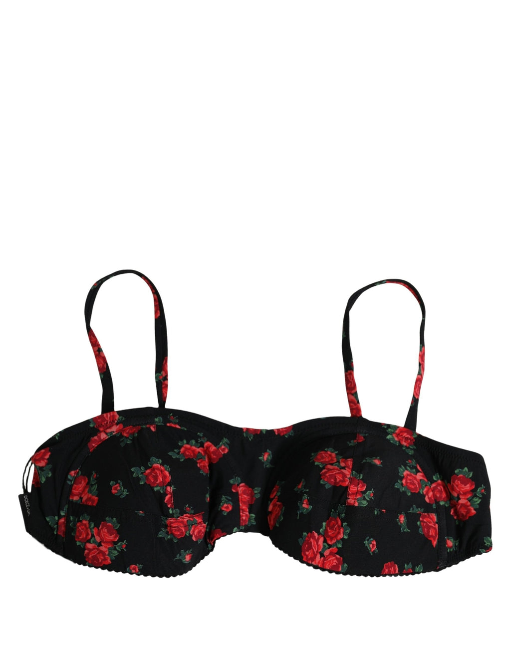 Dolce & Gabbana Schwarzer Bikini-Bade-Top mit Blumenprint und Bügel
