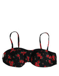 Dolce & Gabbana Schwarzer Bikini-Bade-Top mit Blumenprint und Bügel
