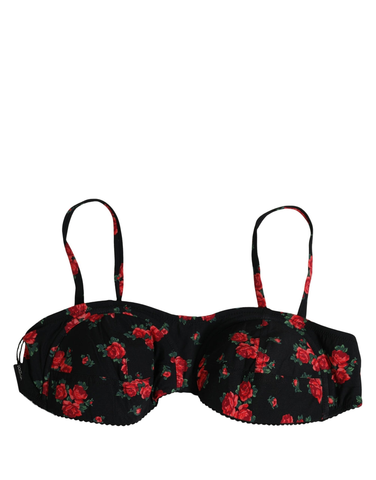 Dolce & Gabbana Schwarzer Bikini-Bade-Top mit Blumenprint und Bügel