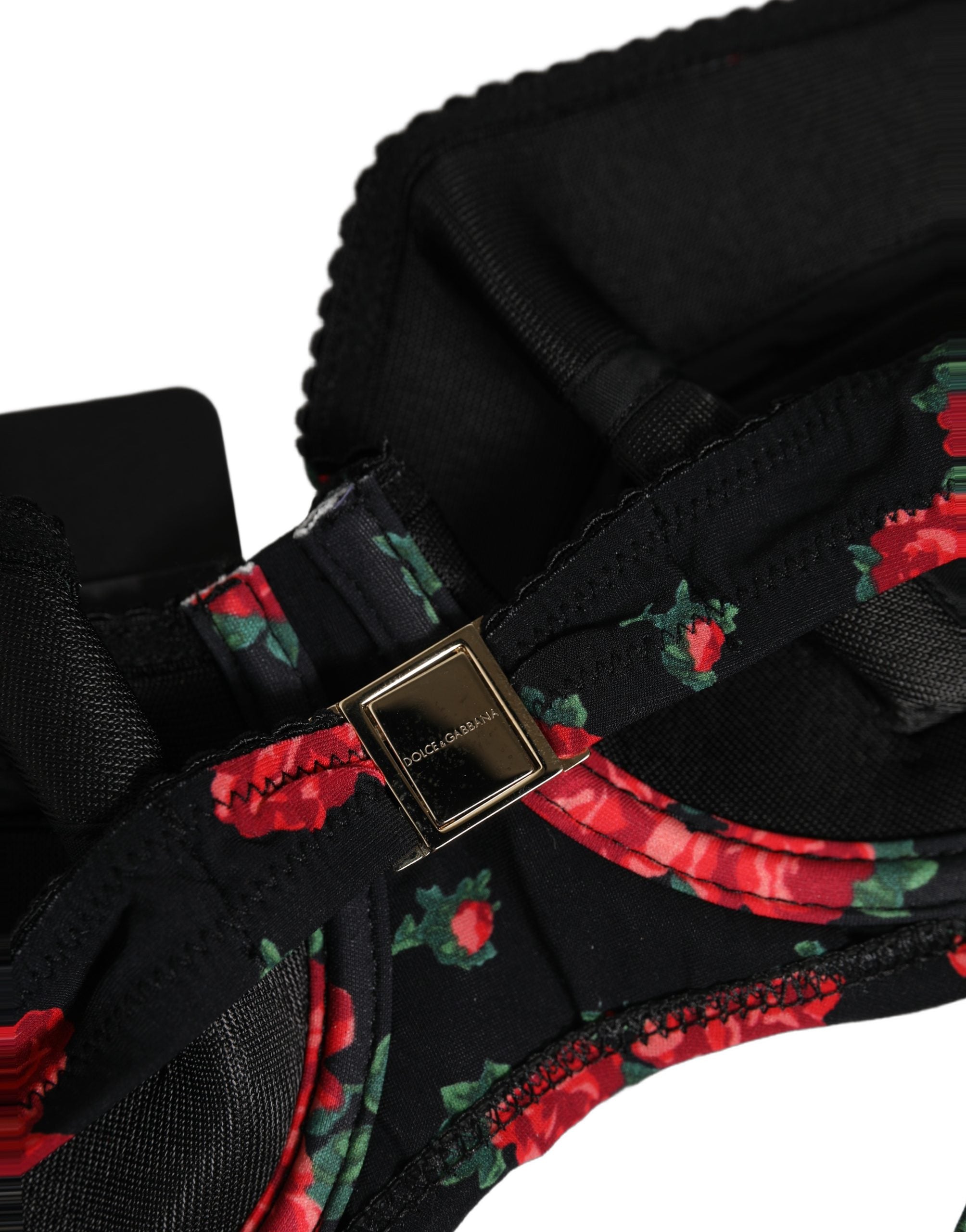 Dolce & Gabbana Schwarzer Bikini-Bade-Top mit Blumenprint und Bügel
