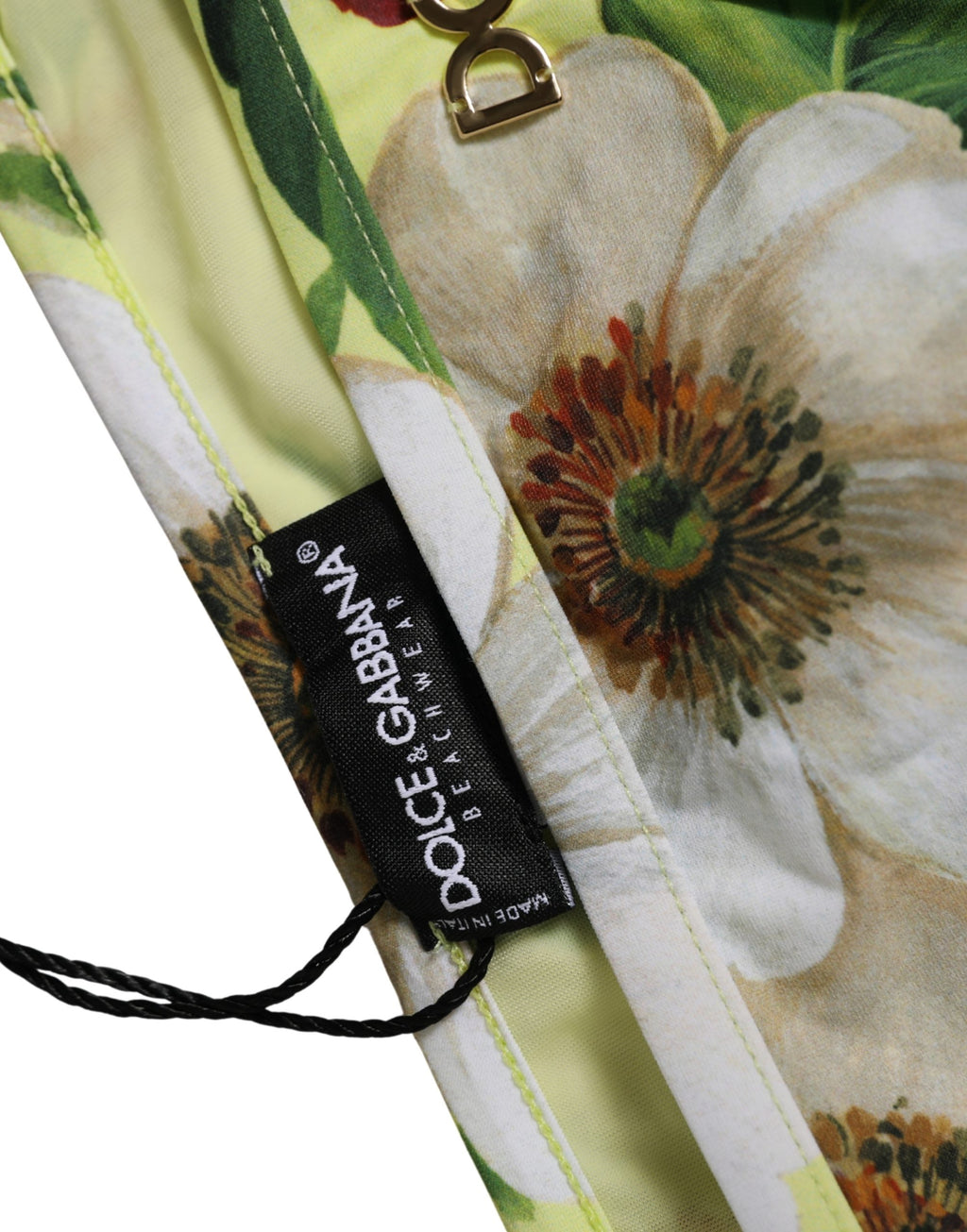 Dolce & Gabbana Bikinihose mit gelbem Blumenprint aus Nylon