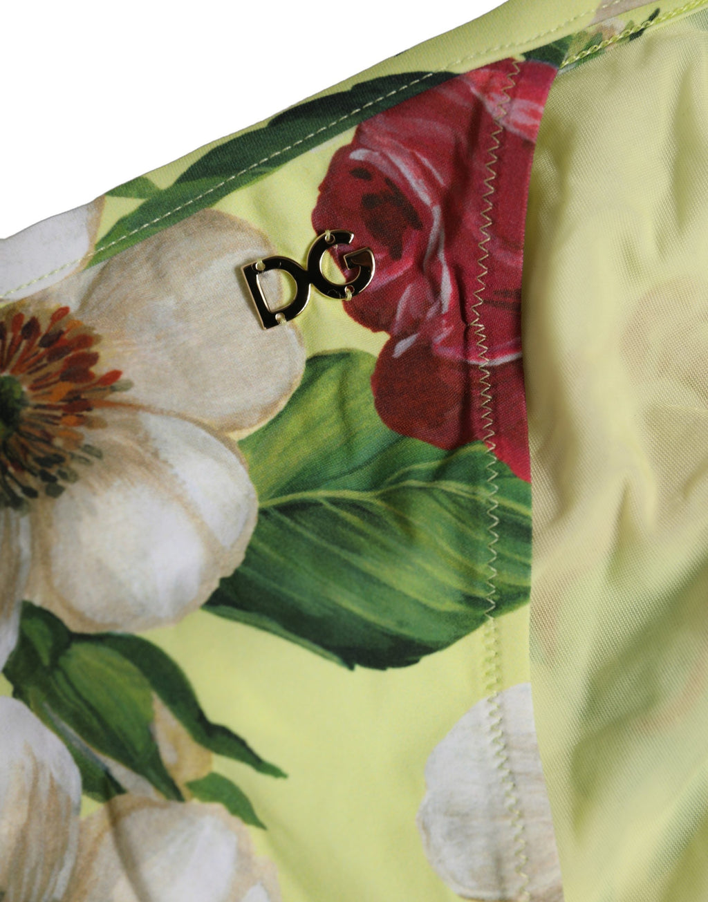 Dolce & Gabbana Bikinihose mit gelbem Blumenprint aus Nylon