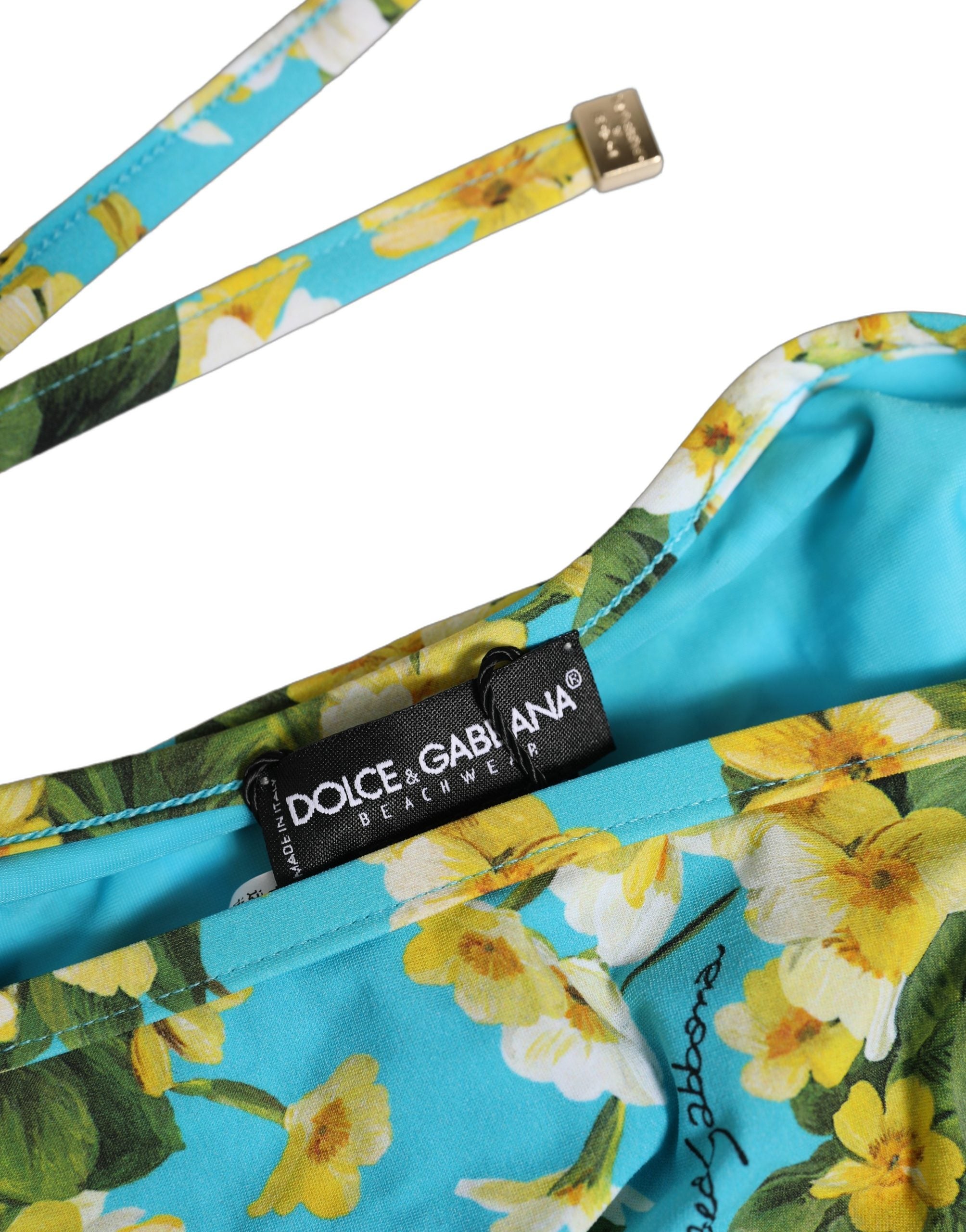 Dolce & Gabbana Bikini-Hose mit blauem Blumenprint aus Nylon