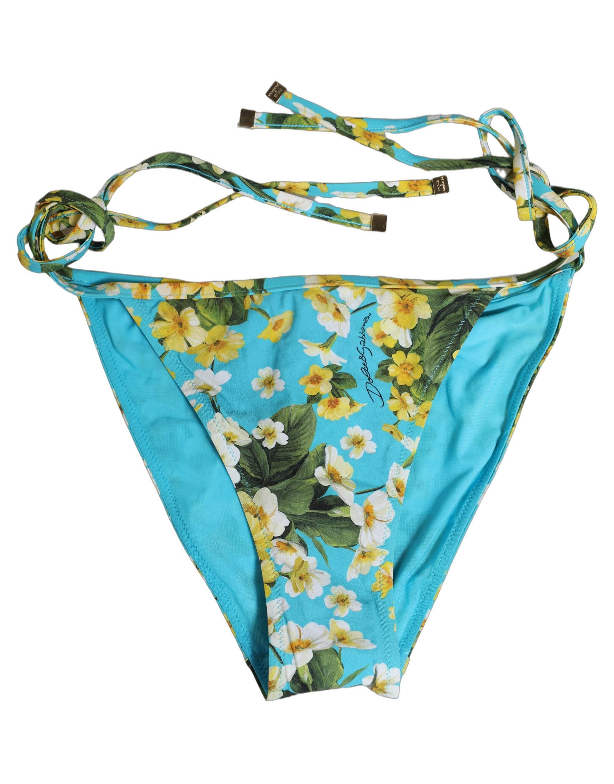 Dolce & Gabbana Bikini-Hose mit blauem Blumenprint aus Nylon