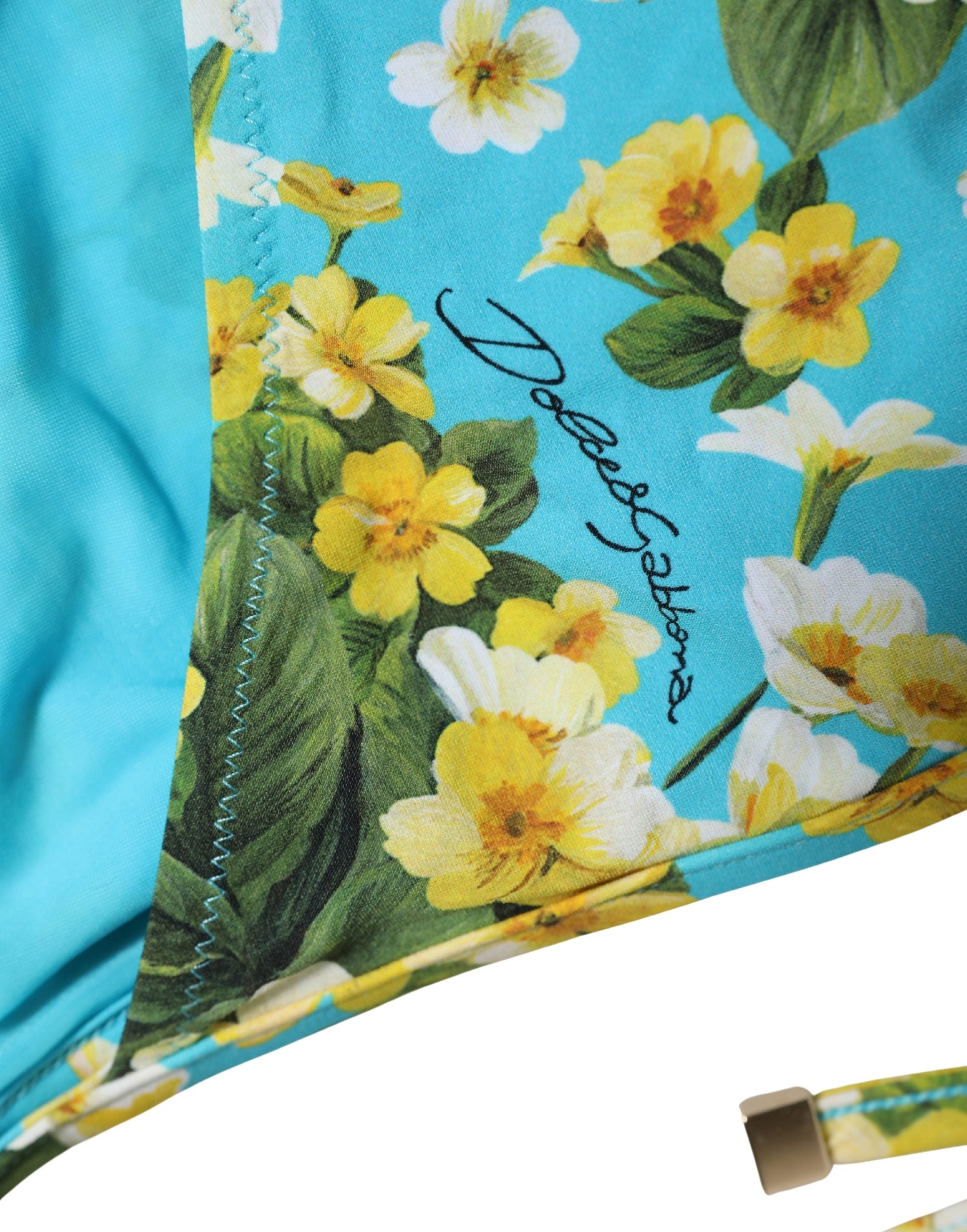 Dolce & Gabbana Bikini-Hose mit blauem Blumenprint aus Nylon
