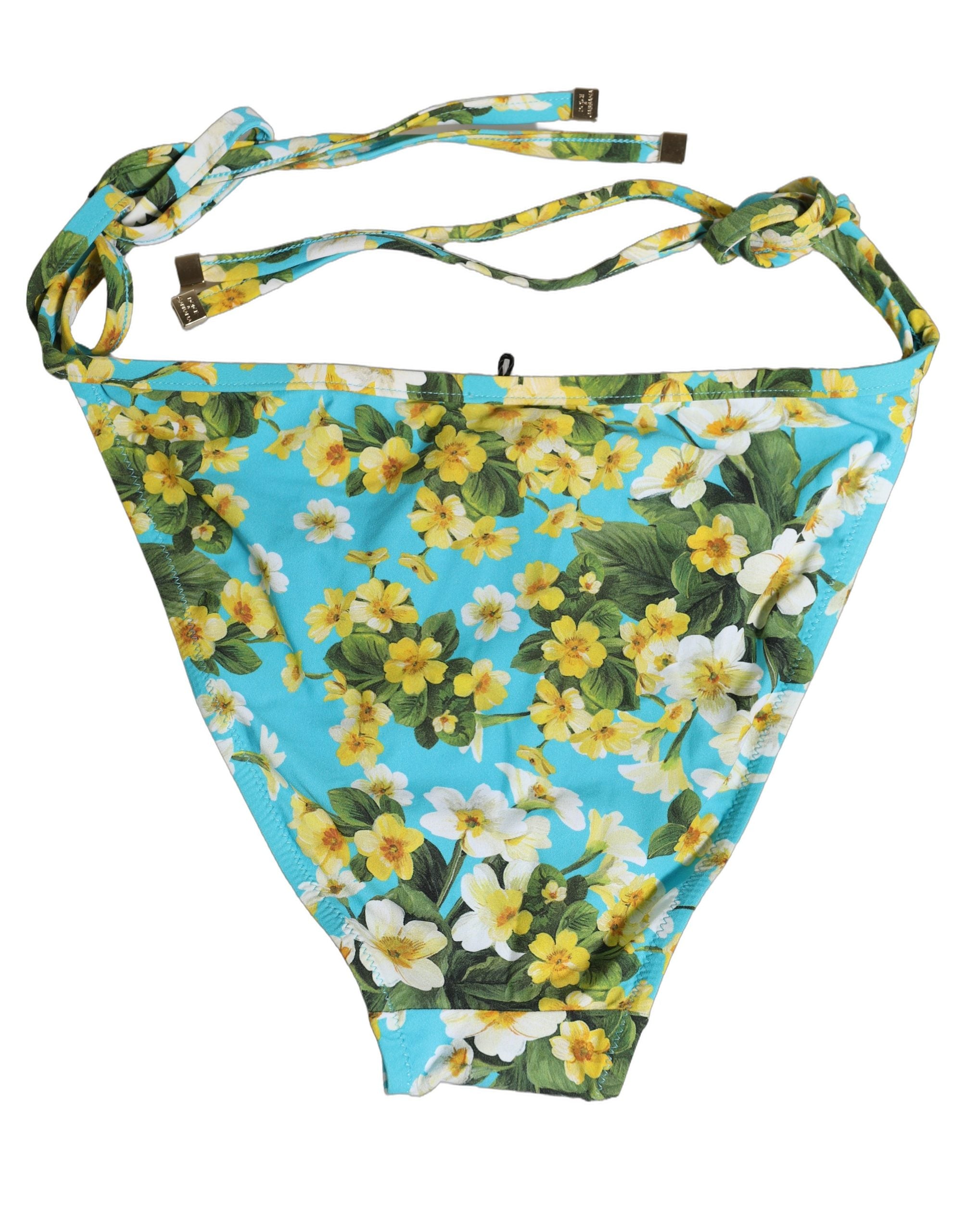 Dolce & Gabbana Bikini-Hose mit blauem Blumenprint aus Nylon