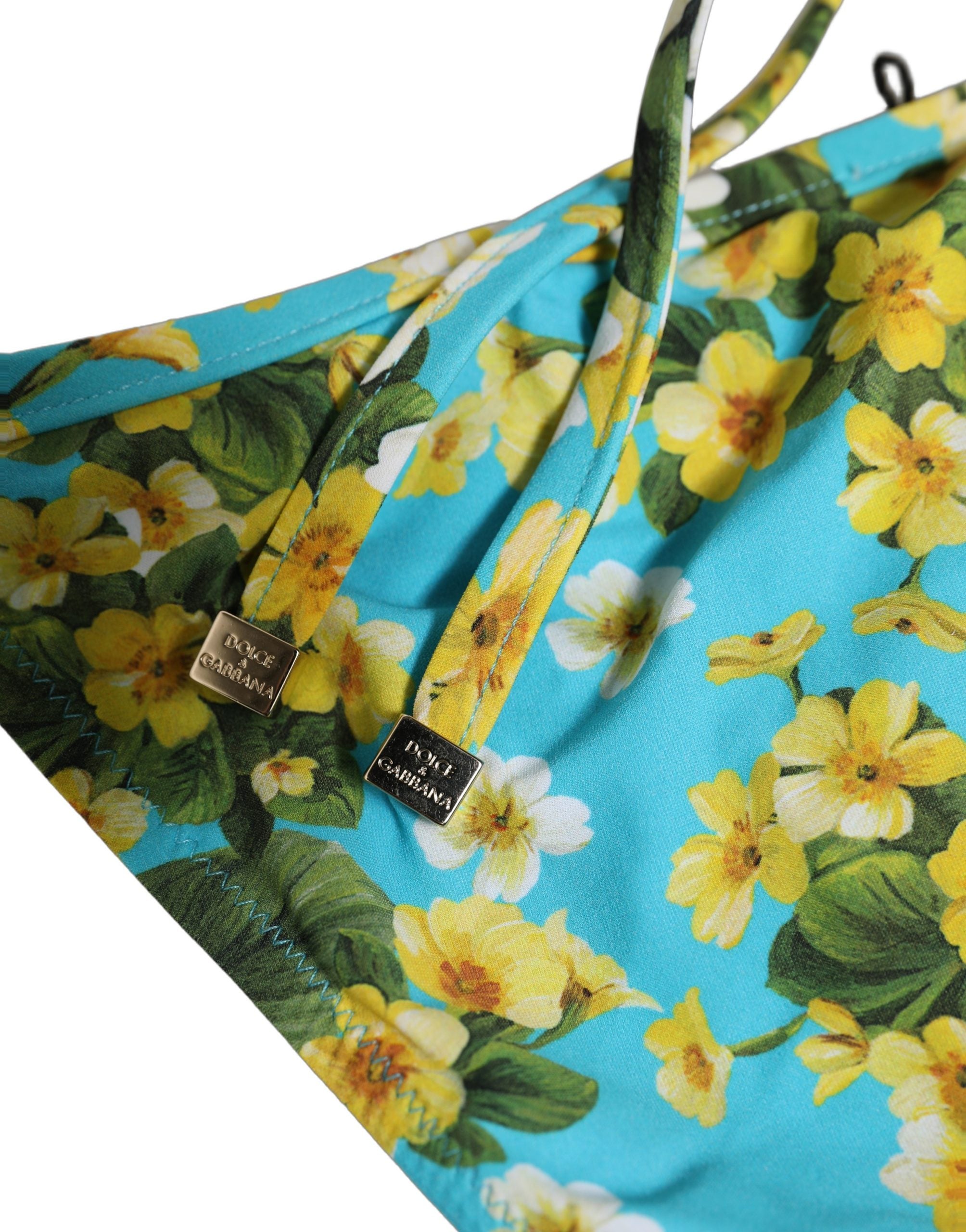Dolce & Gabbana Bikini-Hose mit blauem Blumenprint aus Nylon