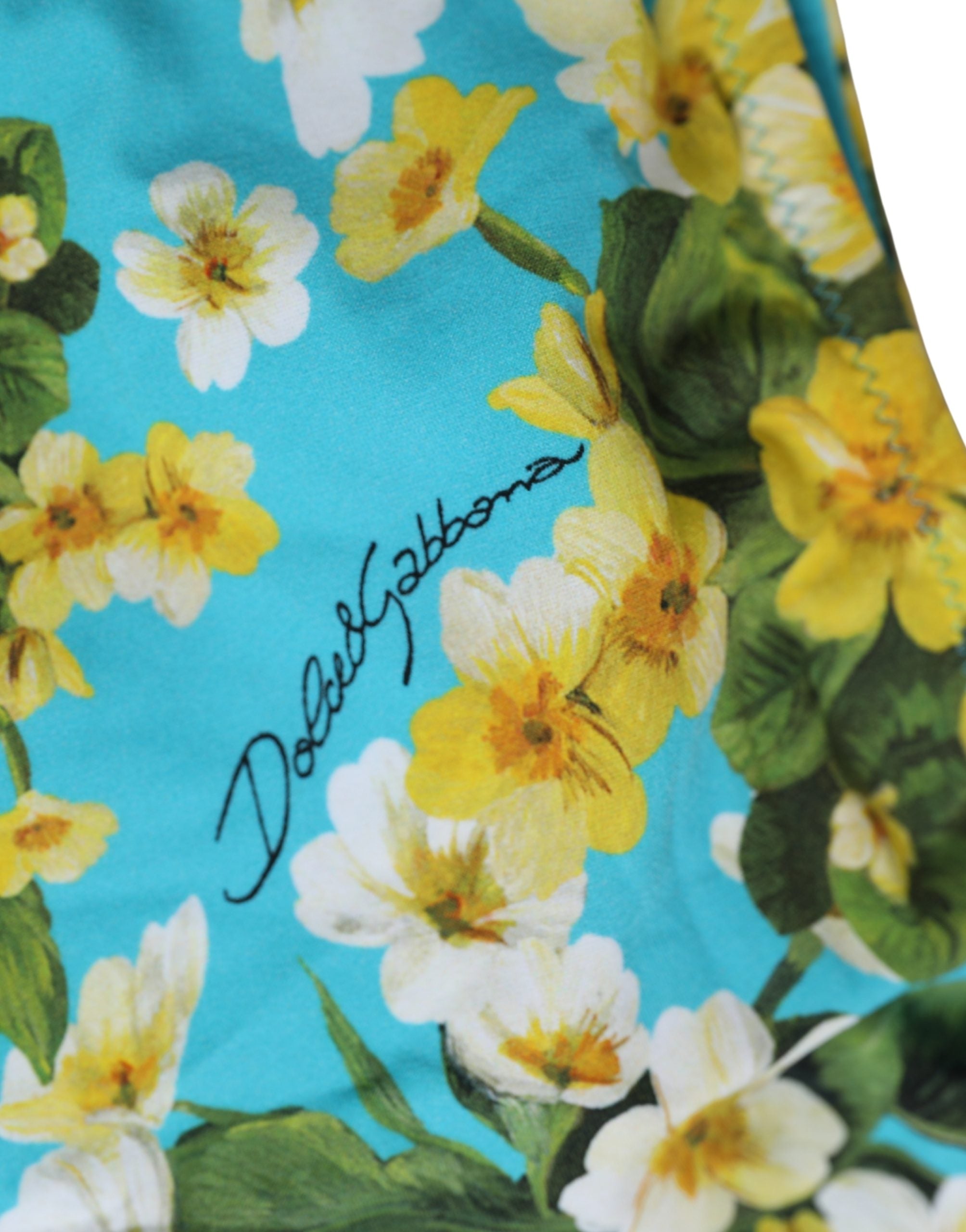 Dolce & Gabbana Bikini-Hose mit blauem Blumenprint aus Nylon