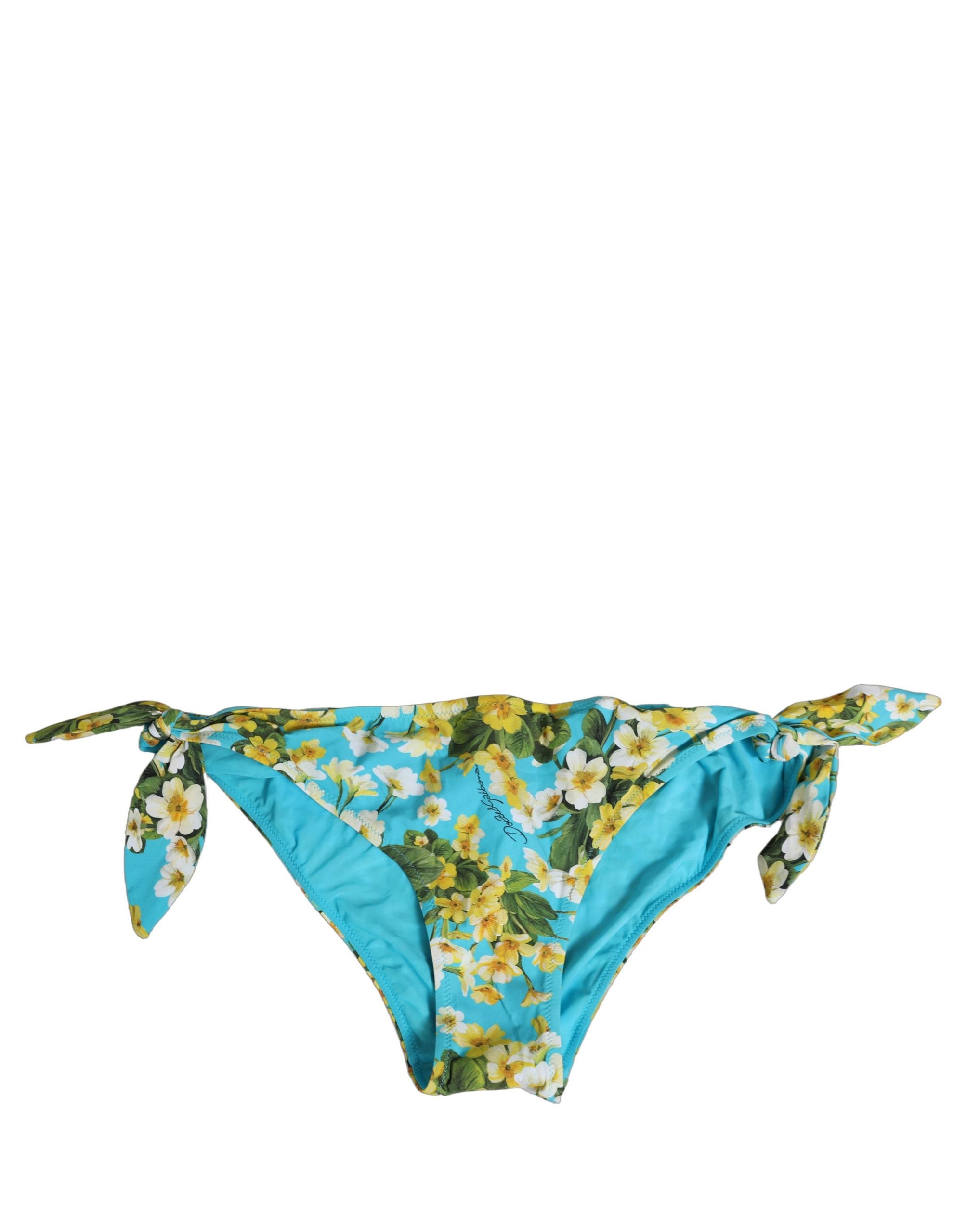 Dolce & Gabbana Bikini-Hose mit blauem Blumenprint aus Nylon
