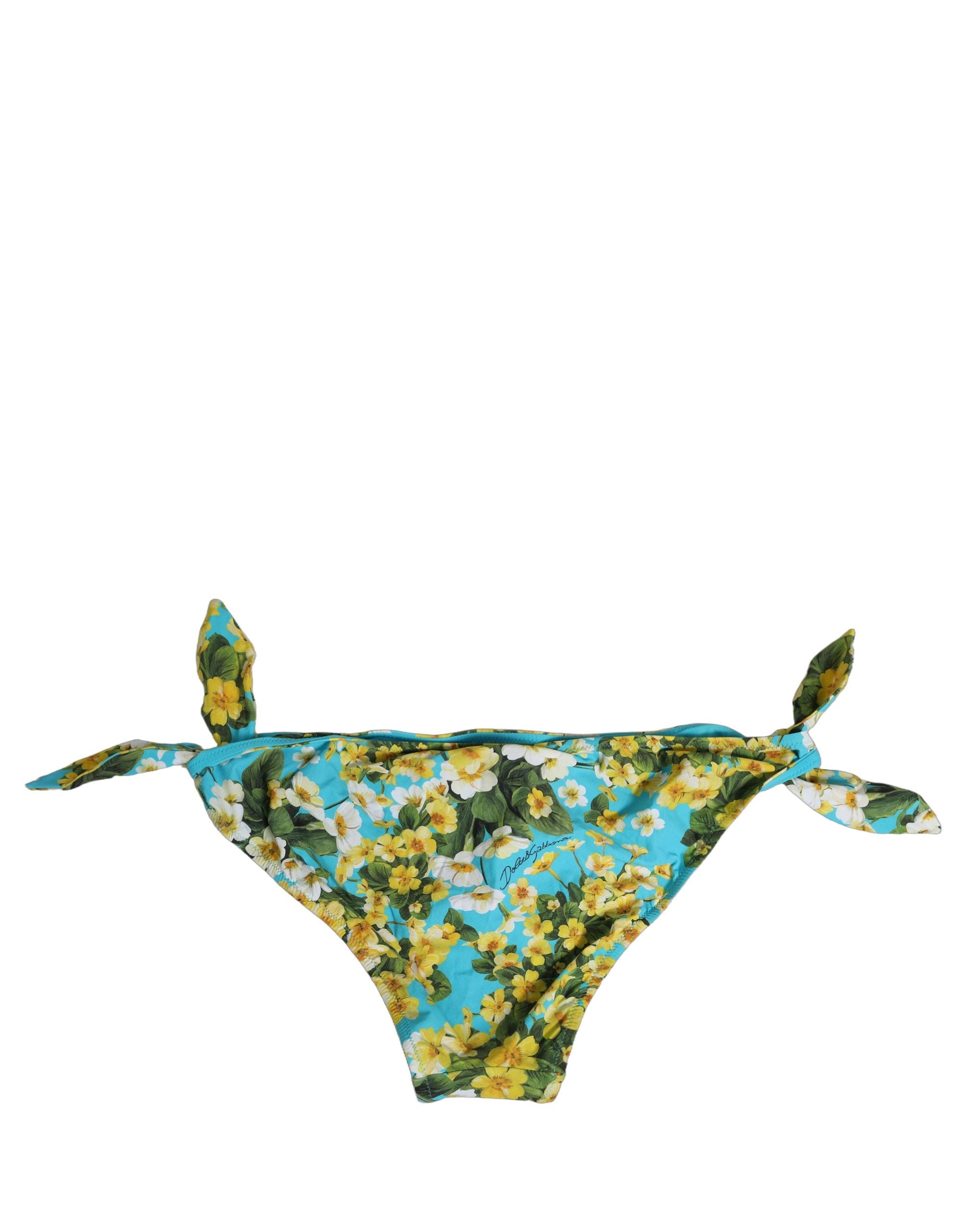 Dolce & Gabbana Bikini-Hose mit blauem Blumenprint aus Nylon