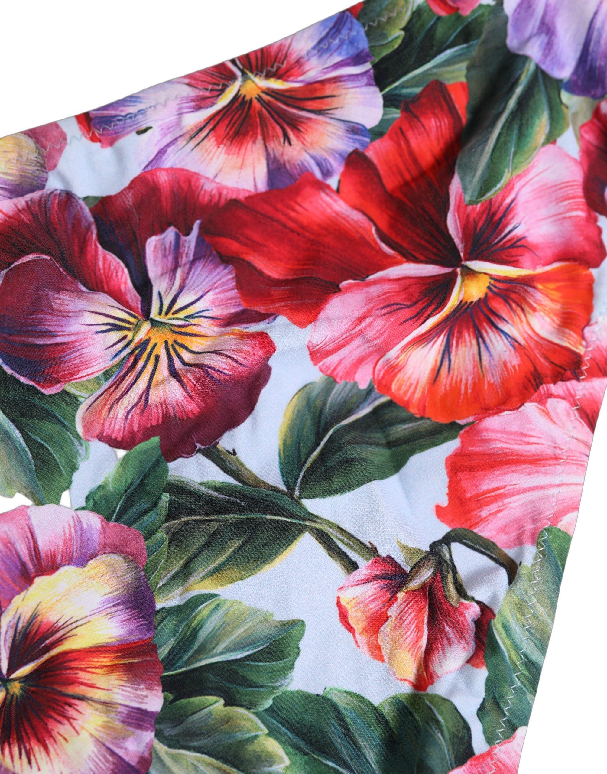 Dolce & Gabbana Weiße Bikinihose mit Blumenprint aus Nylon