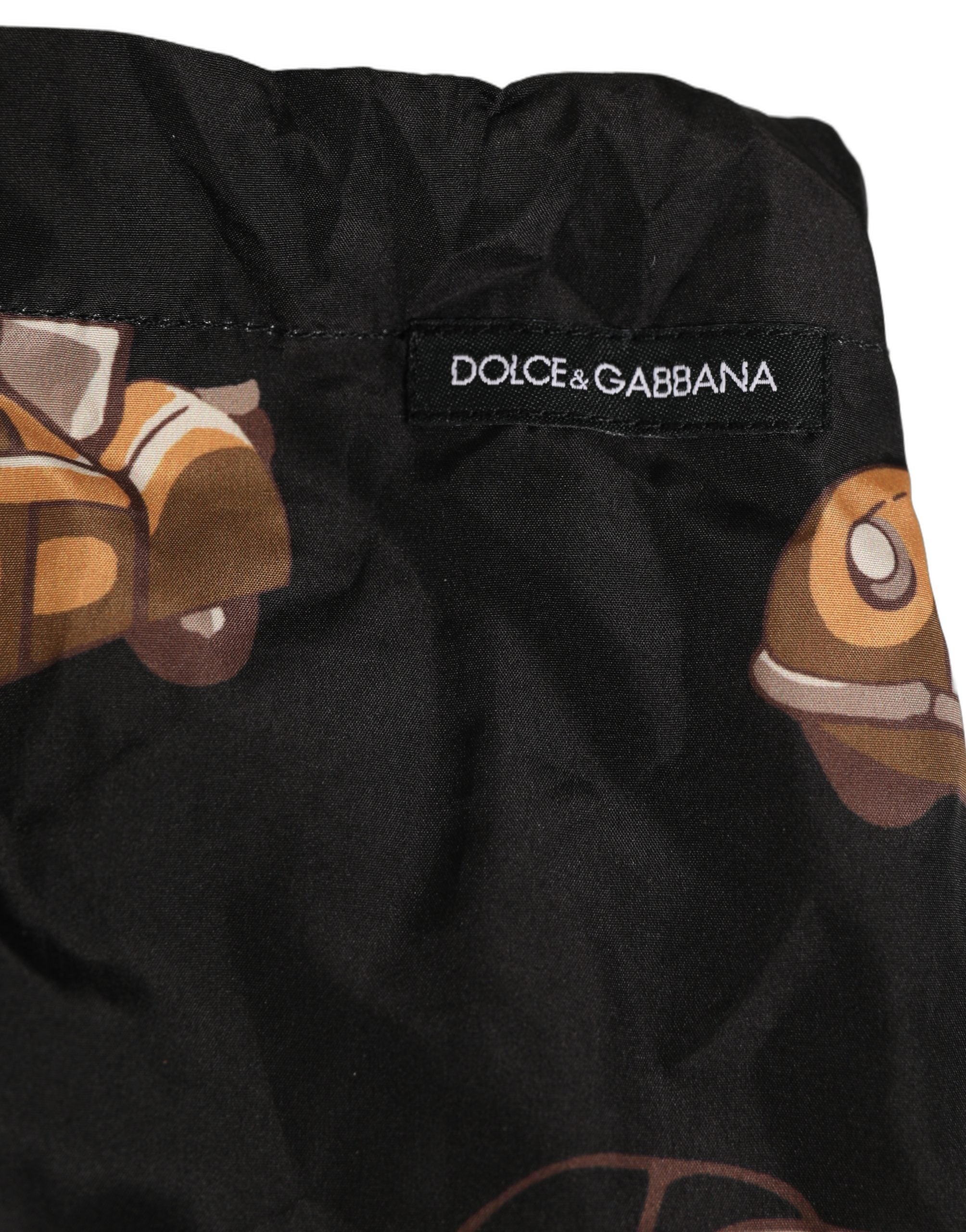Dolce & Gabbana Badeshorts mit schwarzem Auto-Print Beachwear Swimwear