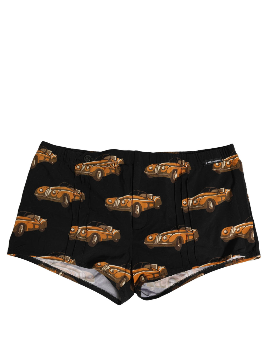 Dolce & Gabbana Badeshorts mit schwarzem Auto-Print Beachwear Swimwear