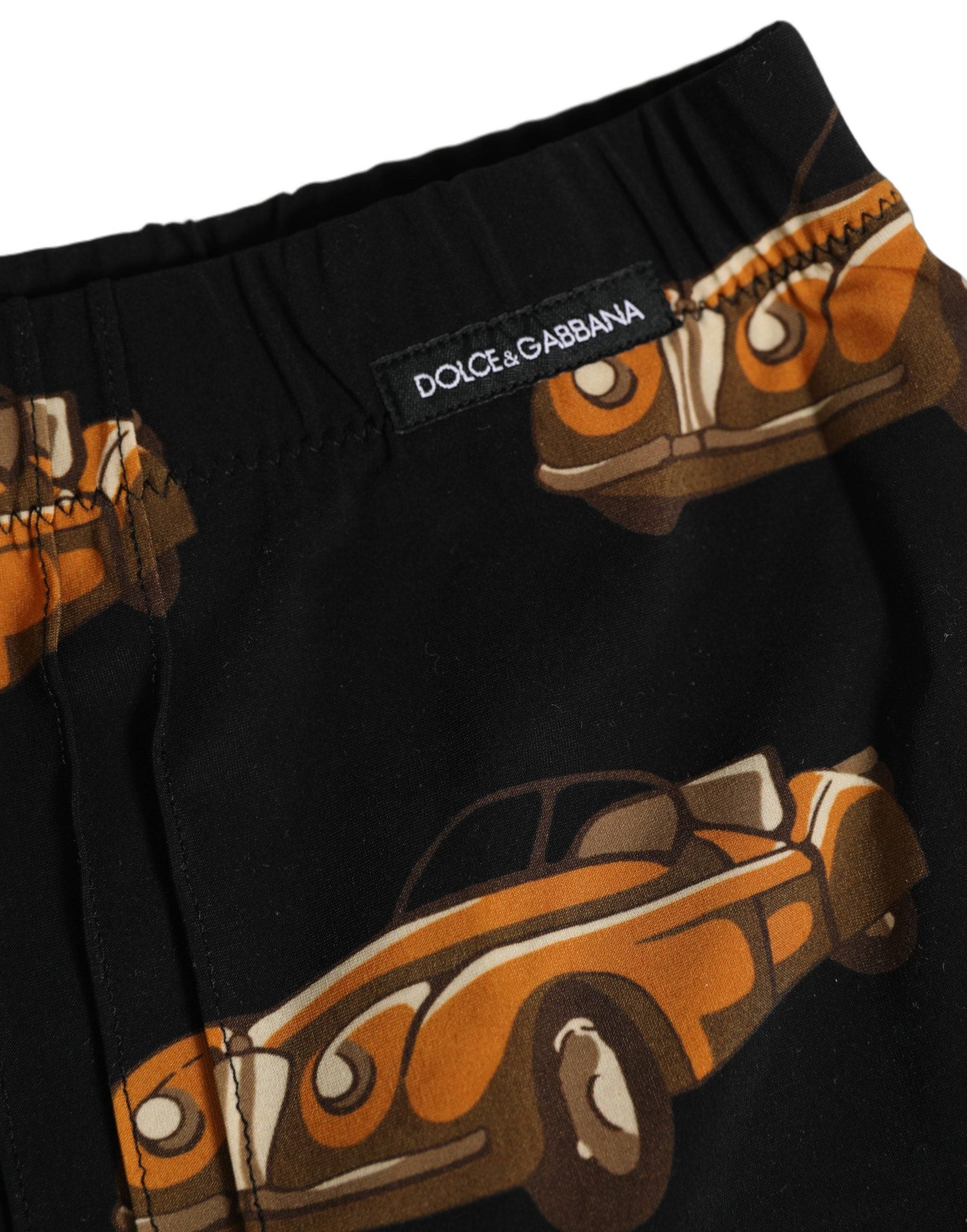 Dolce & Gabbana Badeshorts mit schwarzem Auto-Print Beachwear Swimwear