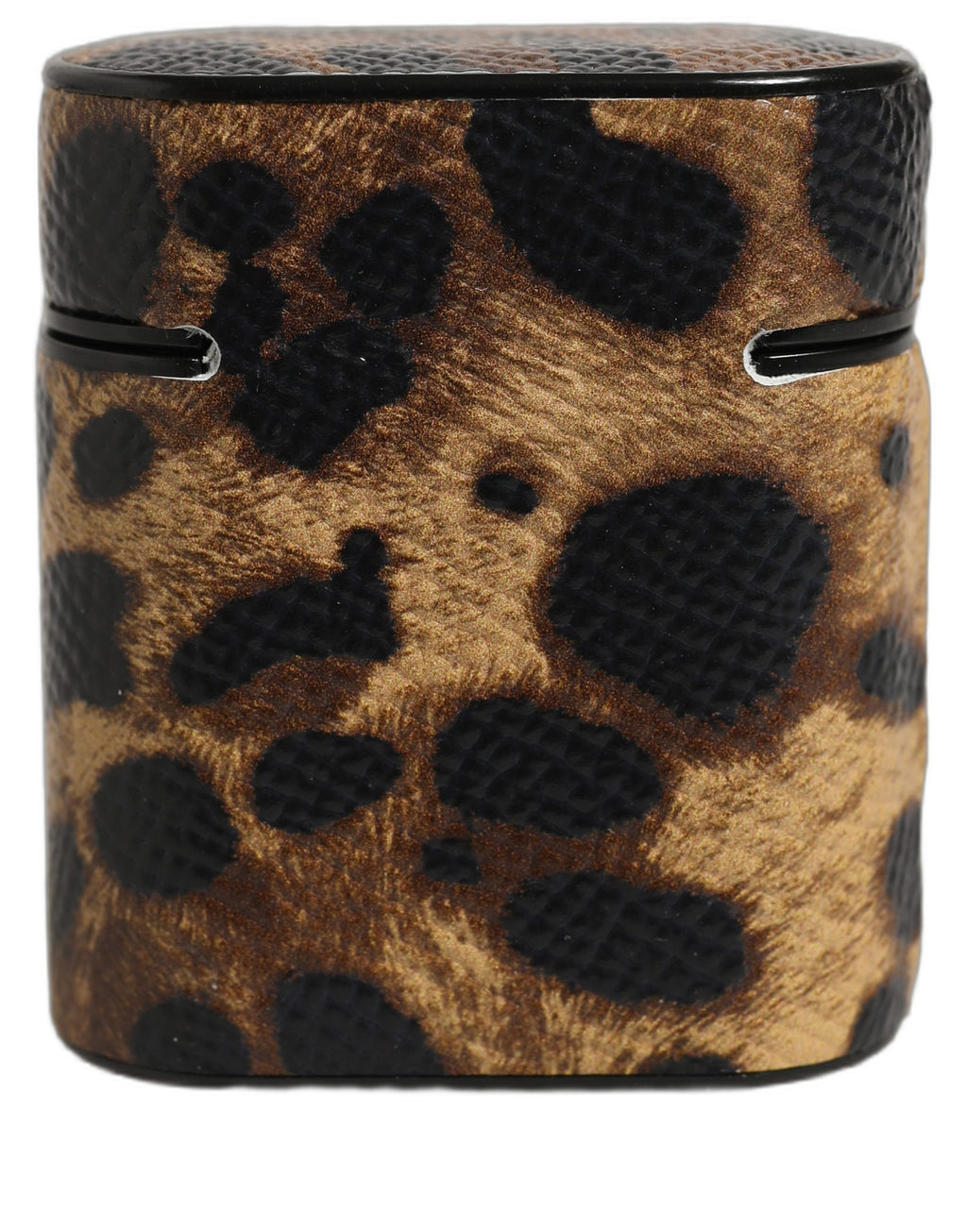 Dolce & Gabbana Brauner Leopard Kalbsleder Metall Logo Plaque Airpods Fall