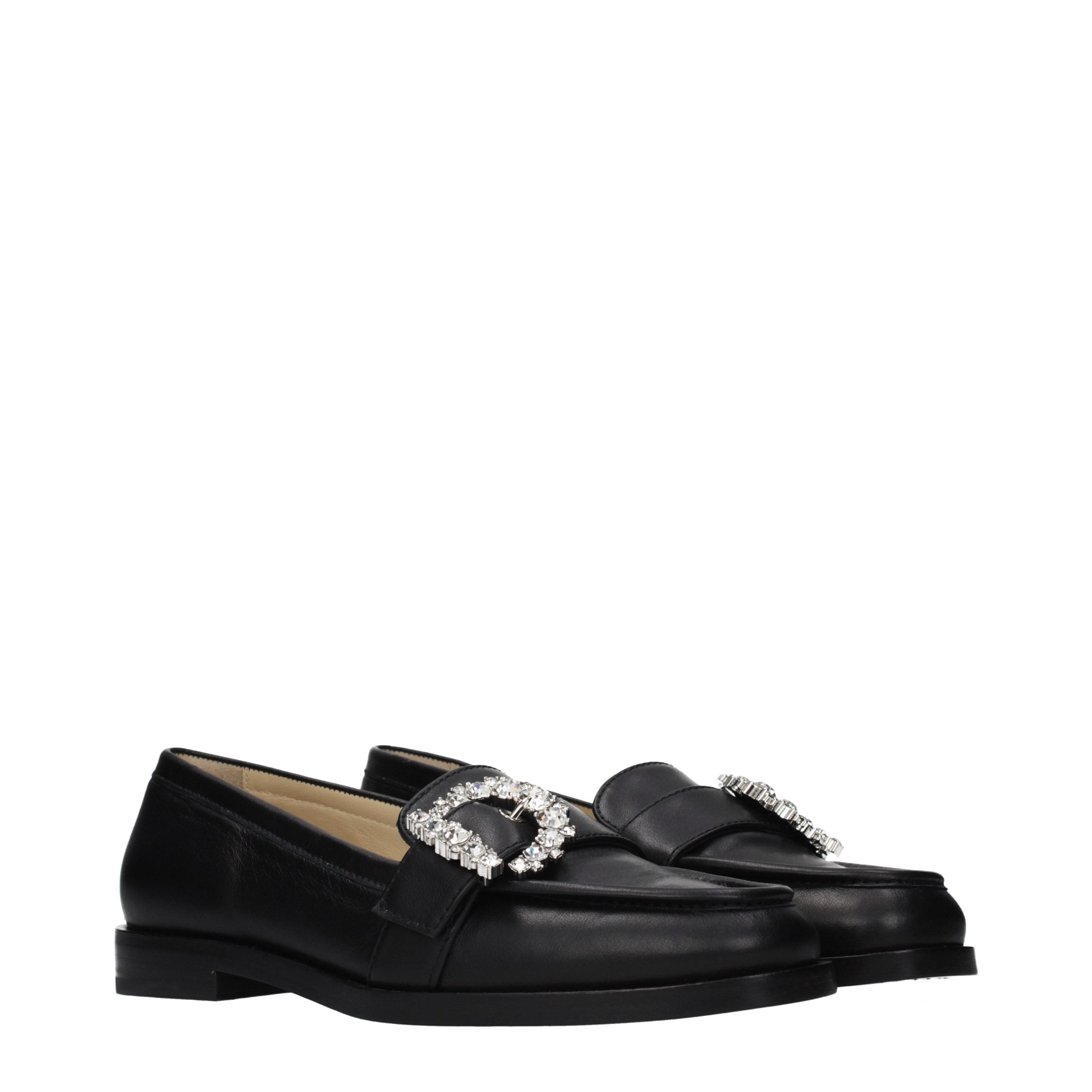Jimmy Choo Schwarze Leder Loafer zum Hineinschlüpfen