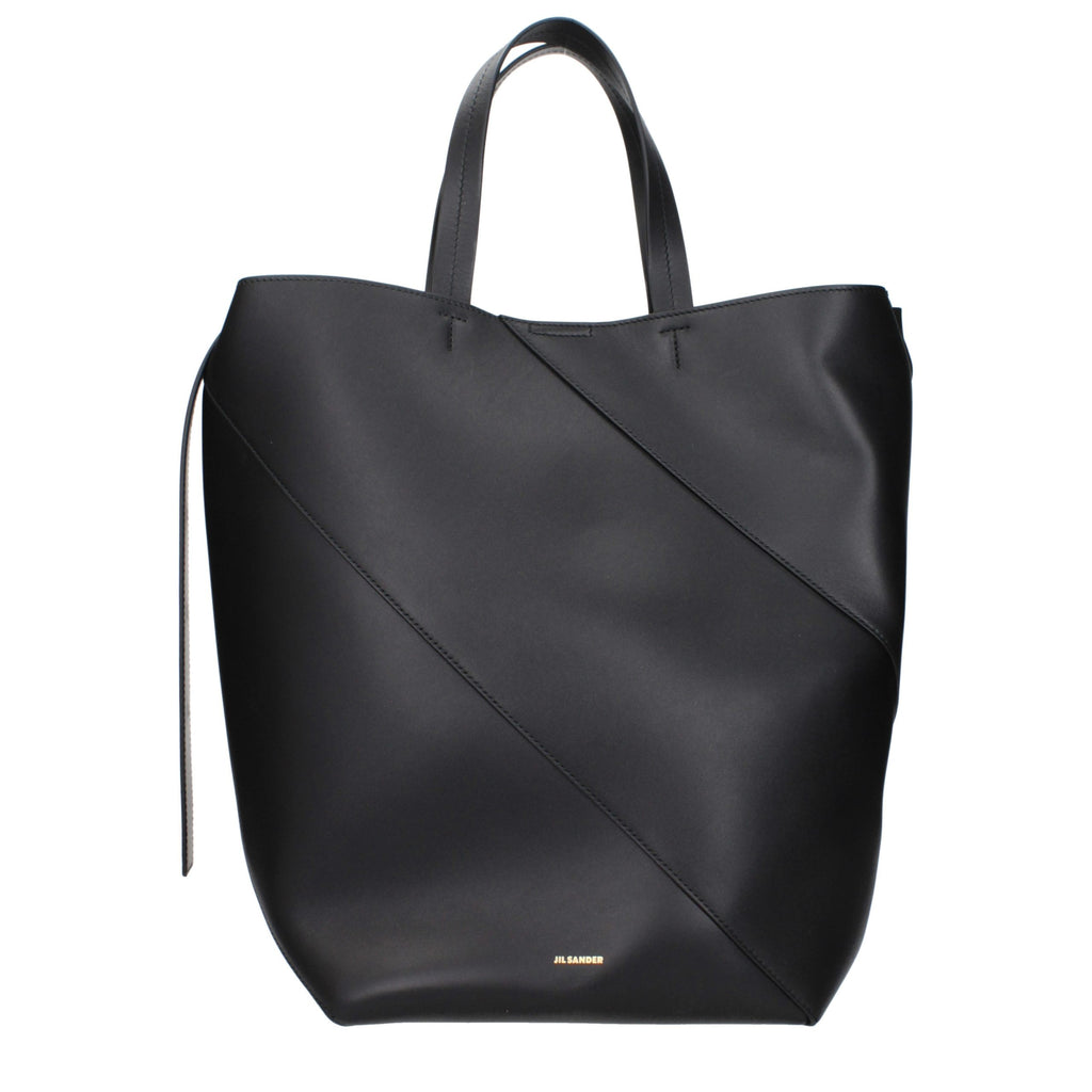 Jil Sander Schwarze Leder Umhängetasche