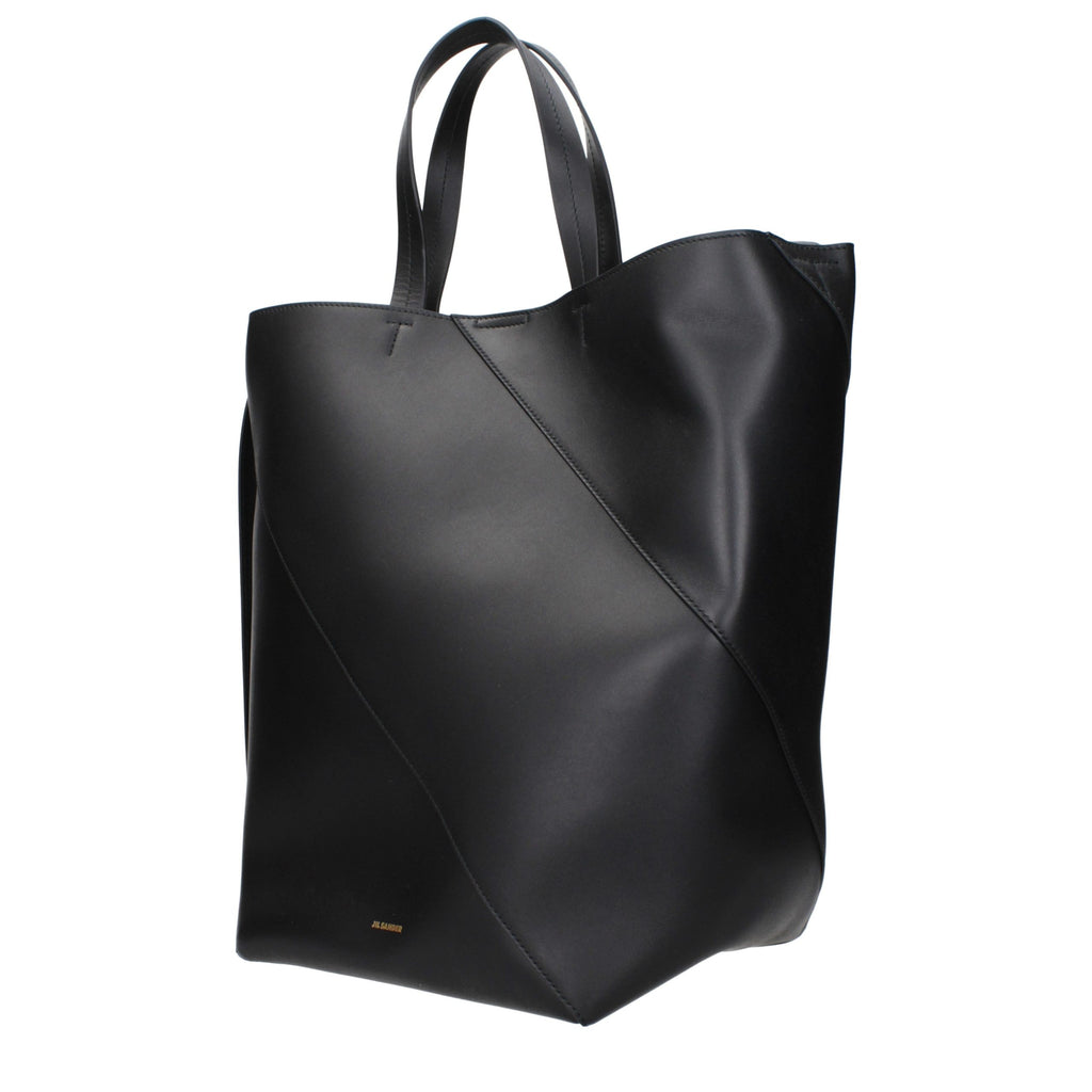 Jil Sander Schwarze Leder Umhängetasche