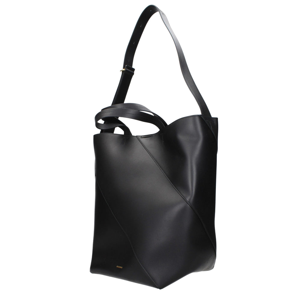 Jil Sander Schwarze Leder Umhängetasche