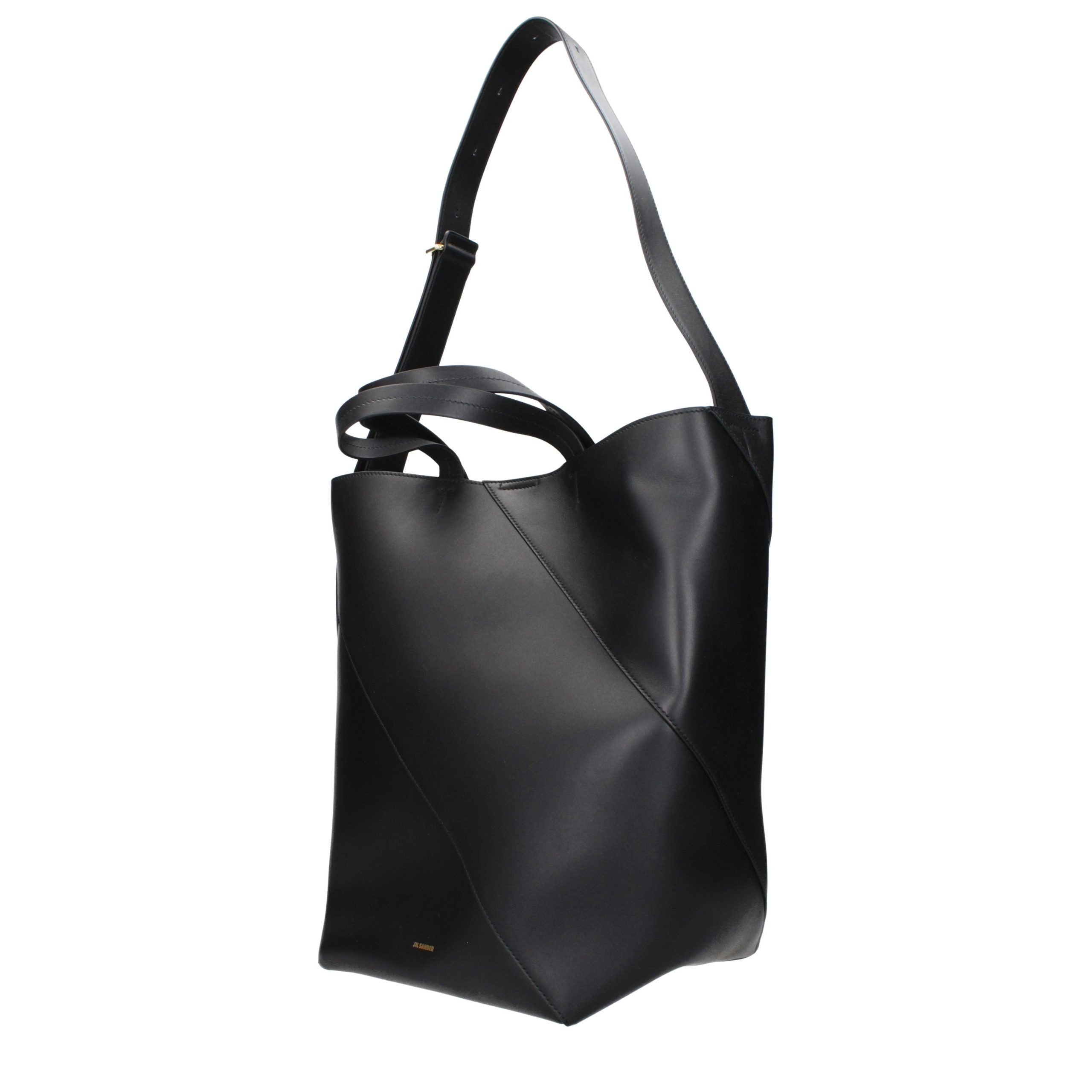 Jil Sander Schwarze Leder Umhängetasche