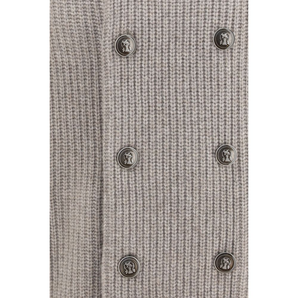 Brunello Cucinelli Grauer Kaschmir-Strickjacke