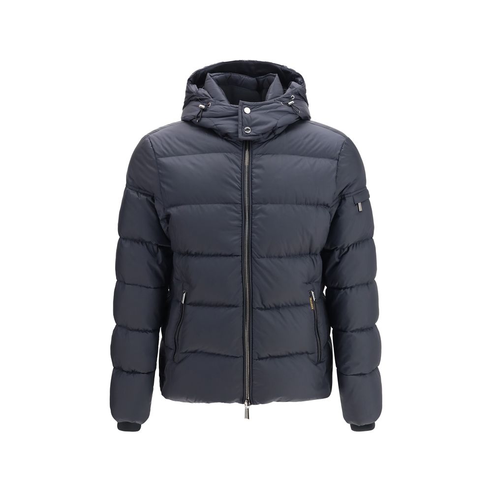 MooRER Blaue Polyamid-Jacke in voller Länge