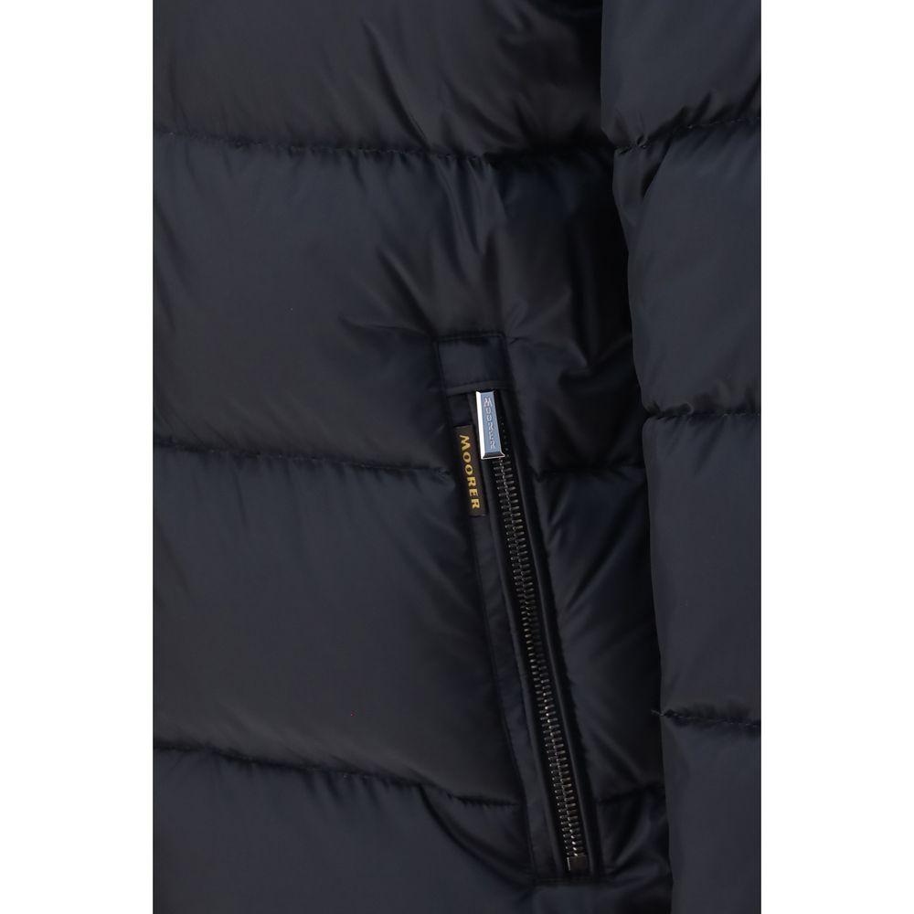 MooRER Blaue Polyamid-Jacke in voller Länge