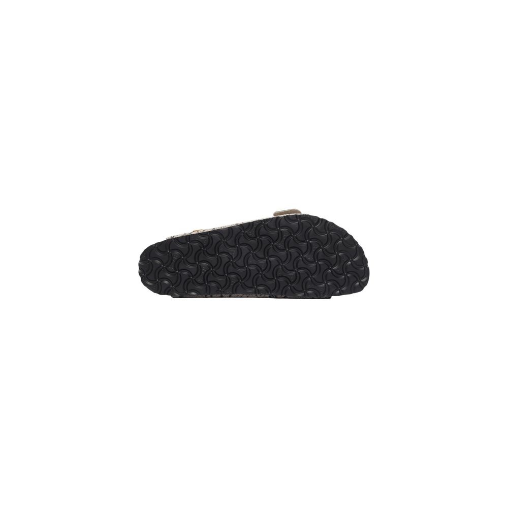 Birkenstock Graue Leder-Sandalen mit flachem Absatz