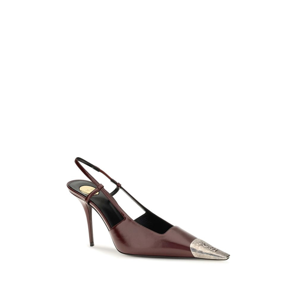 Saint Laurent Bordeauxrote Pumps aus Kalbsleder Bos Taurus mit hohem Absatz