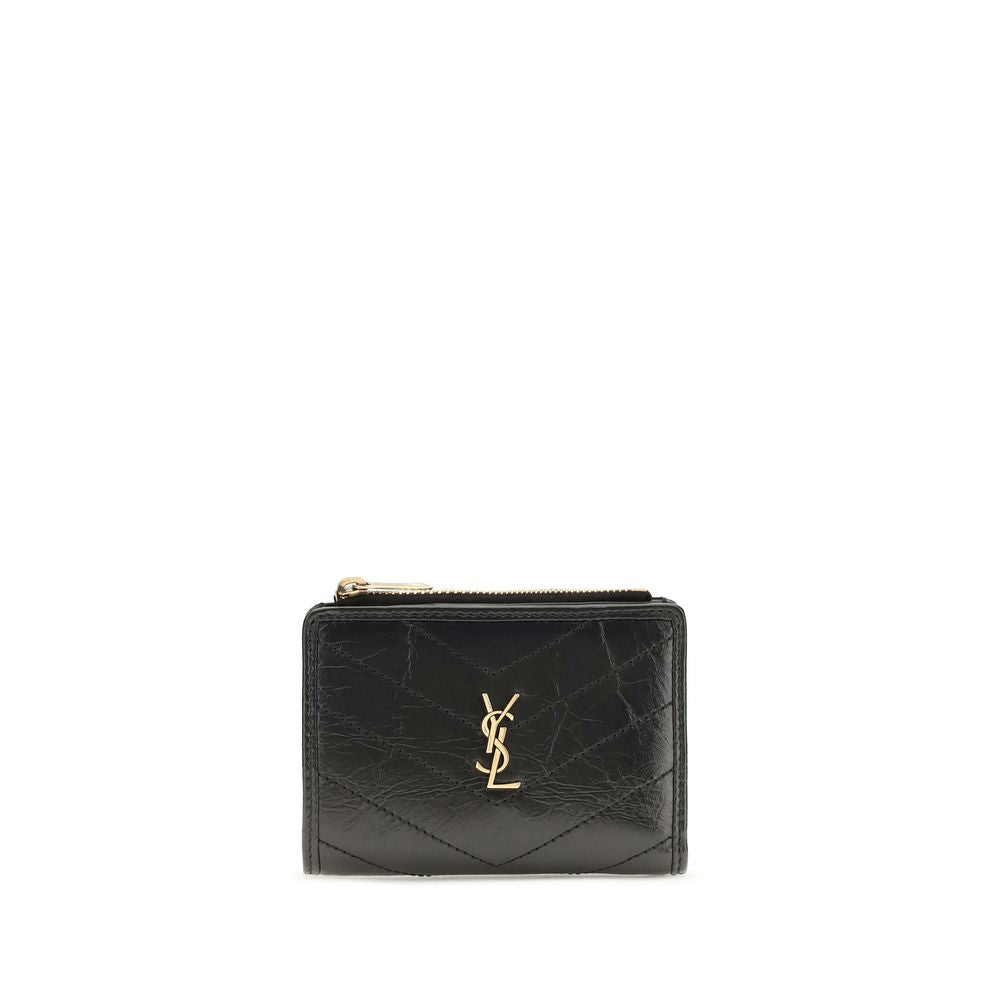 Saint Laurent Schwarzes Kalbsleder Bos Taurus Portemonnaie