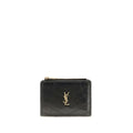 Saint Laurent Schwarzes Kalbsleder Bos Taurus Portemonnaie