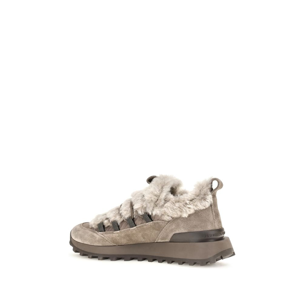 Brunello Cucinelli Graue Wildleder-Sneaker im Athletic-Look