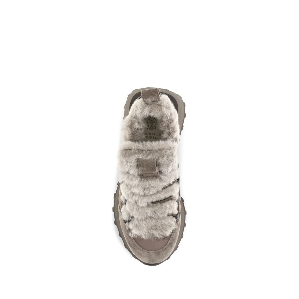 Brunello Cucinelli Graue Wildleder-Sneaker im Athletic-Look