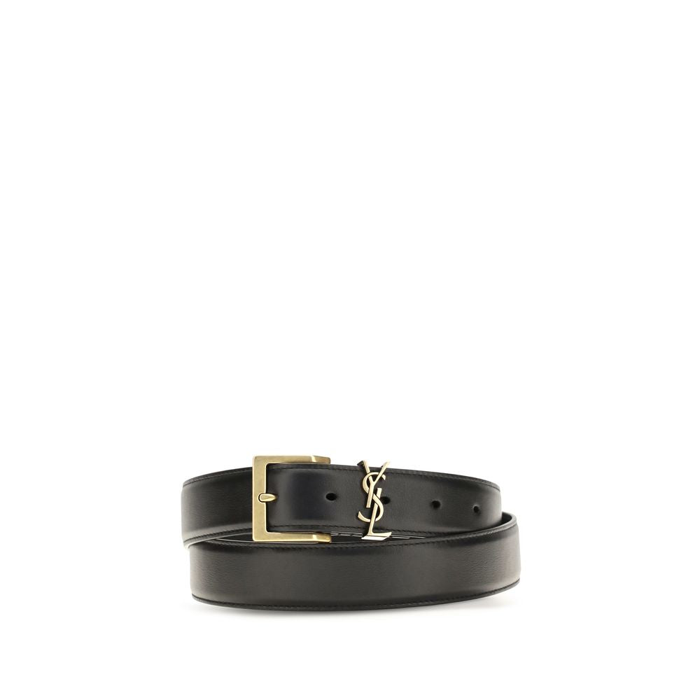 Saint Laurent Schwarzer Kalbsleder Bos Taurus Regular Gürtel
