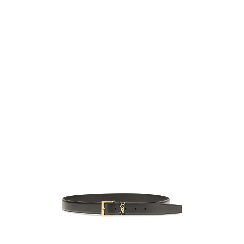 Saint Laurent Schwarzer Kalbsleder Bos Taurus Regular Gürtel