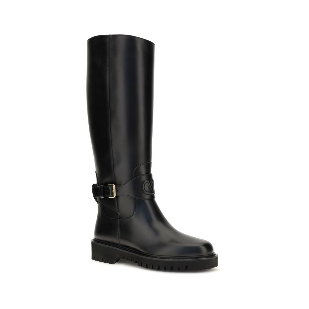 Valentino Garavani Schwarze Bos Taurus Kalbsleder Chelsea Boots