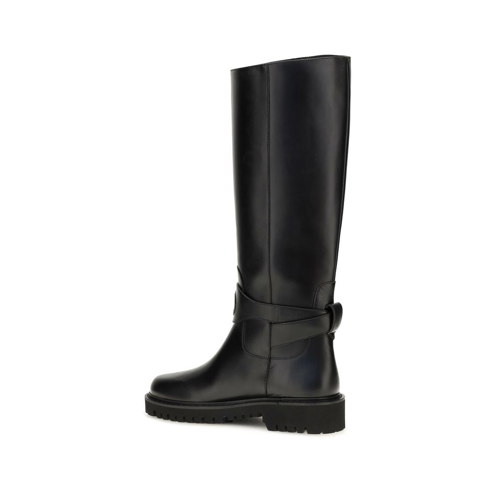 Valentino Garavani Schwarze Bos Taurus Kalbsleder Chelsea Boots
