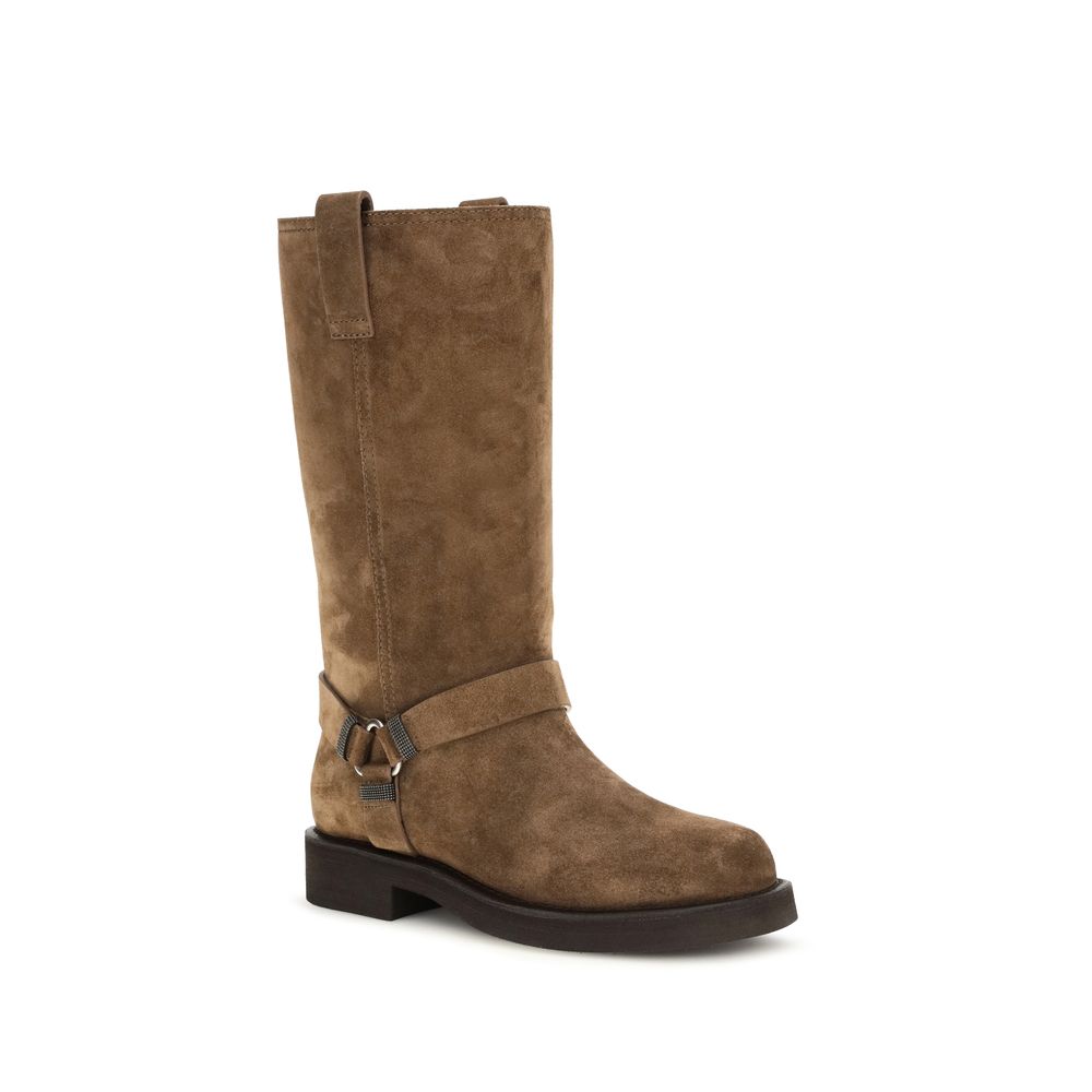 Brunello Cucinelli Braune Kalbsleder Bos Taurus Stiefeletten