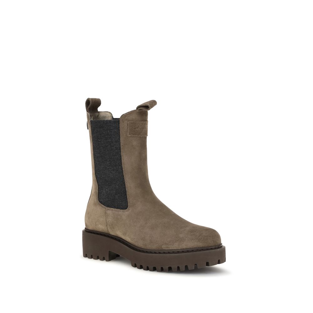Brunello Cucinelli Braune Ankle Boots aus Kalbsleder Bos Taurus